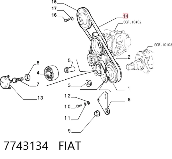 Pas napędowy mechanizmów 7743134 Fiat/Alfa/Lancia