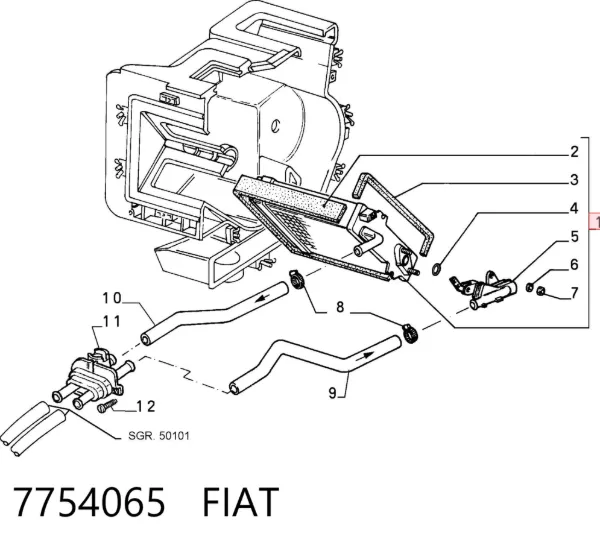 Chłodnica nagrzewnicy (ogrzewacza) 7754065 Fiat/Alfa/Lancia