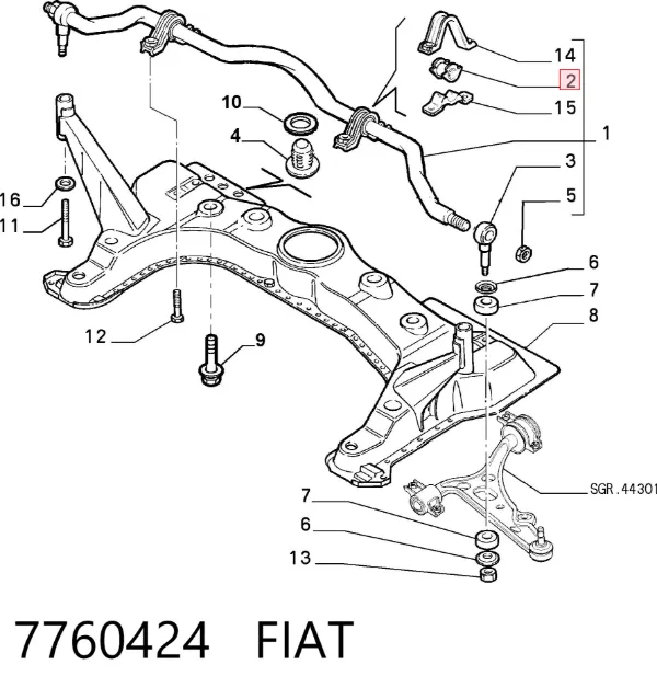 Tuleja stabilizatora przedniego 7760424 Fiat/Alfa/Lancia