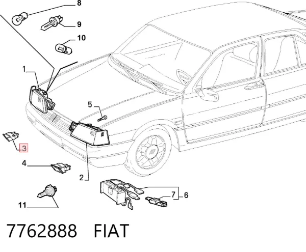 Lampa przeciwmgielna lewa/prawa 7762888 Fiat/Alfa/Lancia