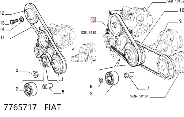 Pas napędowy mechanizmów 7765717 Fiat/Alfa/Lancia