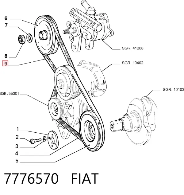 Pas napędowy mechanizmów 7776570 Fiat/Alfa/Lancia