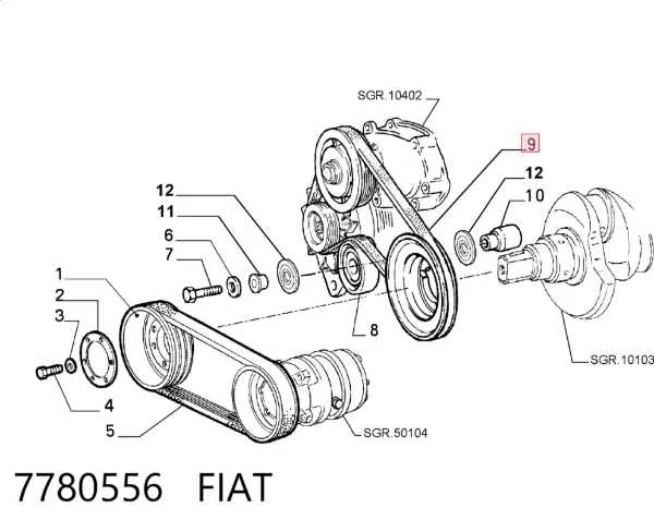 Pas napędowy mechanizmów 7780556 Fiat/Alfa/Lancia