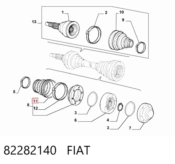 Osłona przegubu homokinetycznego półosi przedniej wewnętrzna 82282140 Fiat/Alfa/Lancia