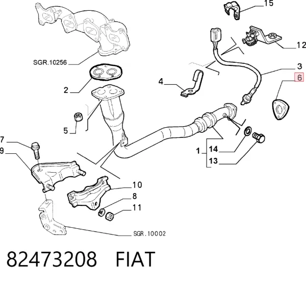 Uszczelka rury odbiornika tłumika 82473208 Fiat/Alfa/Lancia