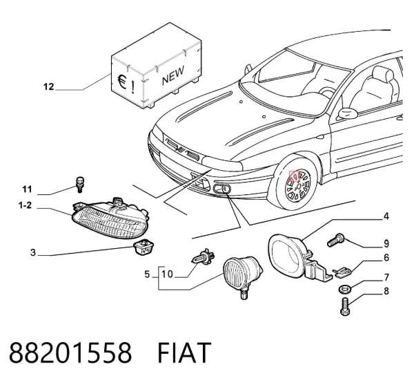 Reflektor prawy 88201558 Fiat/Alfa/Lancia