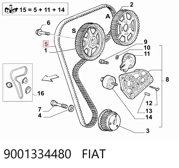 Pasek rozrządu 9001334480 Fiat/Alfa/Lancia