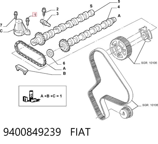 Łańcuch rozrządu, zestaw 9400849239 Fiat/Alfa/Lancia