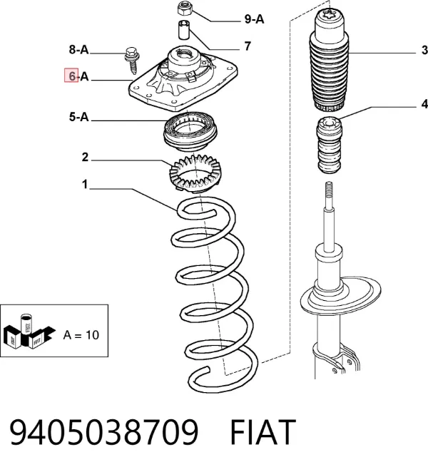 Podpora amortyzatora przedniego prawego 9405038709 Fiat/Alfa/Lancia