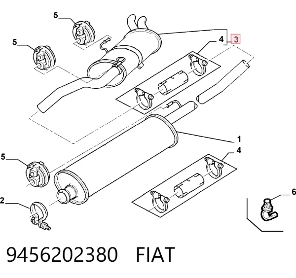 Tłumik, tylna część 9456202380 Fiat/Alfa/Lancia
