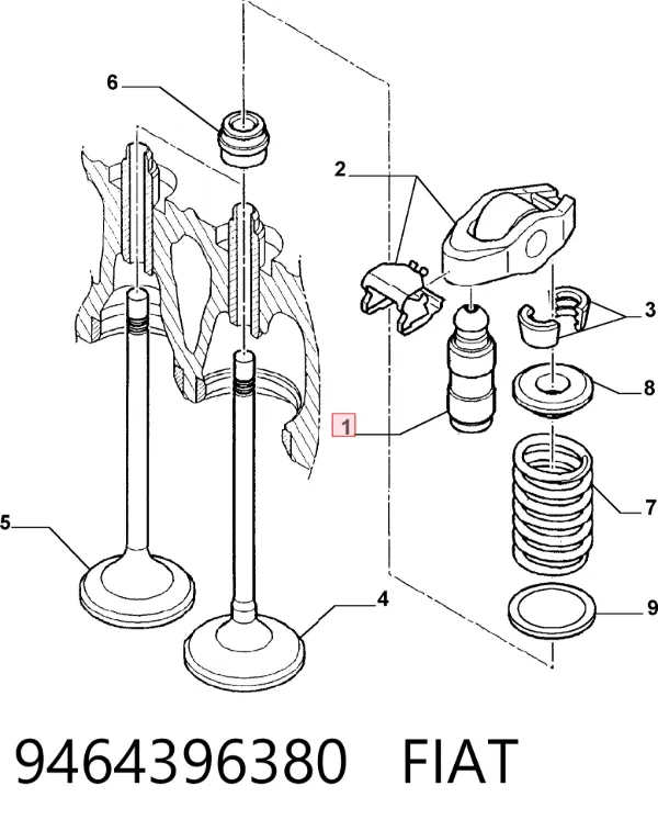 Kompensator hydrauliczny (popychacz hydrauliczny), popychacz zaworu 9464396380 Fiat/Alfa/Lancia
