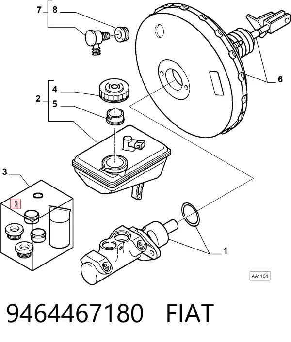 Zestaw naprawczy głównego cylindra hamulcowego 9464467180 Fiat/Alfa/Lancia