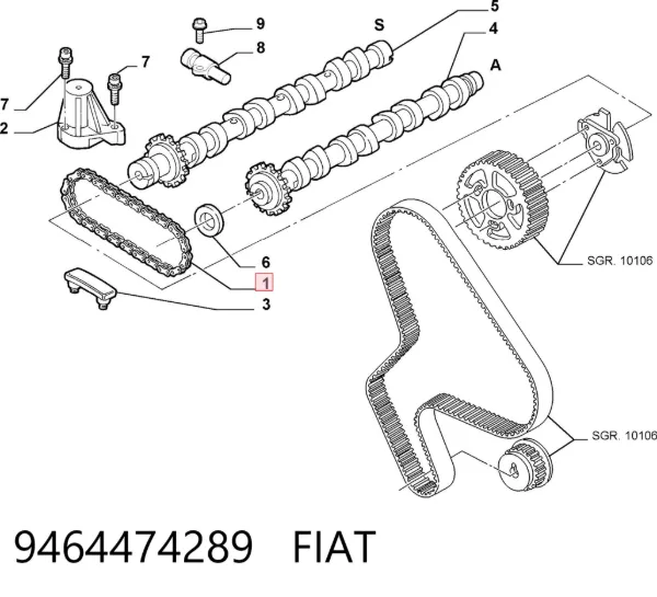 Łańcuch rozrządu górny 9464474289 Fiat/Alfa/Lancia
