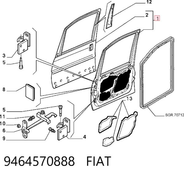 Drzwi przednie prawe Fiat Scudo COMBINATO