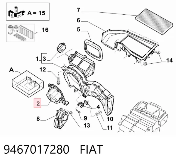 Silniczek wentylatora nagrzewnicy (ogrzewacza wnętrza) 9467017280 Fiat/Alfa/Lancia