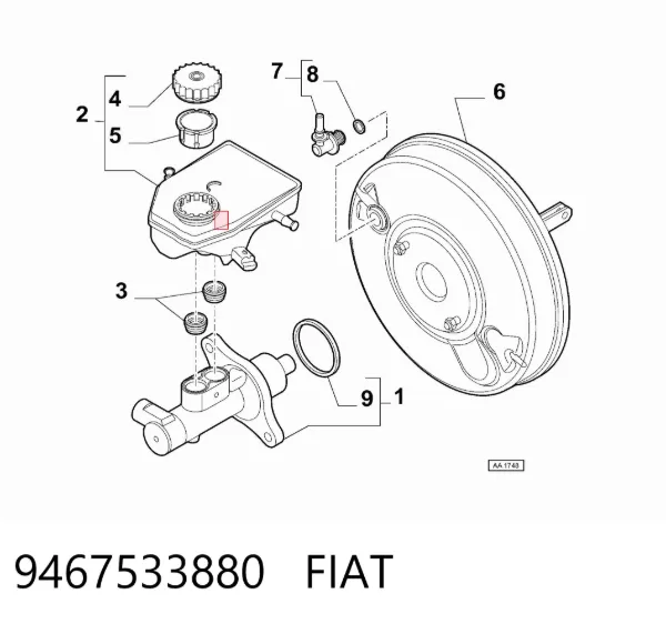 Główny cylinder hamulców 9467533880 Fiat/Alfa/Lancia