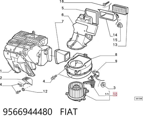 Silniczek wentylatora nagrzewnicy (ogrzewacza wnętrza) 9566944480 Fiat/Alfa/Lancia