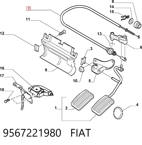 Linka gazu 9567221980 Fiat/Alfa/Lancia