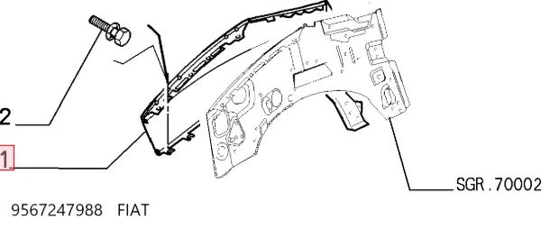 Błotnik przedni prawy 9567247988 Fiat/Alfa/Lancia