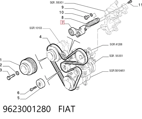 Napinacz paska napędowego 9623001280 Fiat/Alfa/Lancia