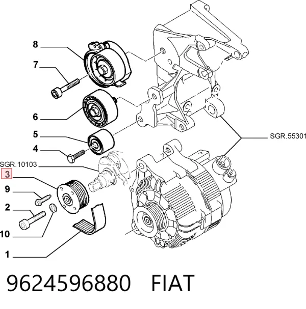 Koło pasowe wału korbowego 9624596880 Fiat/Alfa/Lancia