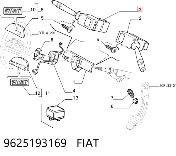 Przełącznik zespolony lewy 9625193169 Fiat/Alfa/Lancia