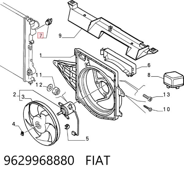 Czujnik temperatury płynu chłodzącego (włączenia wentylatora chłodnicy) 9629968880 Fiat/Alfa/Lancia