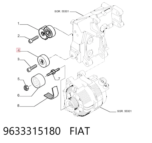 Rolka napinacza paska napędowego 9633315180 Fiat/Alfa/Lancia