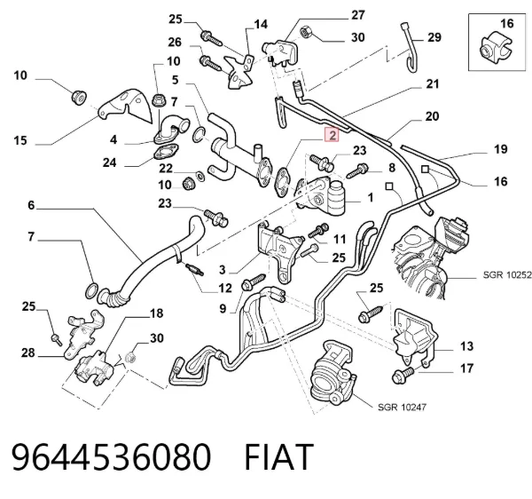 Uszczelka zaworu recyrkulacji EGR 9644536080 Fiat/Alfa/Lancia