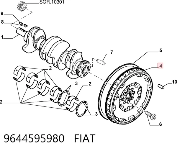 Koło zamachowe silnika 9644595980 Fiat/Alfa/Lancia
