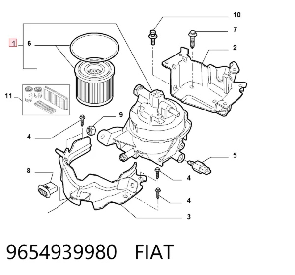 Obudowa filtra paliwa 9654939980 Fiat/Alfa/Lancia