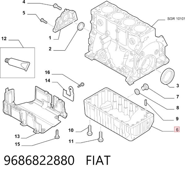 Miska olejowa silnika 9686822880 Fiat/Alfa/Lancia
