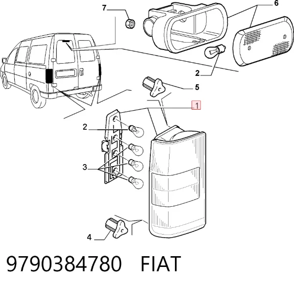 Lampa zespolona tylna lewa 9790384780 Fiat/Alfa/Lancia