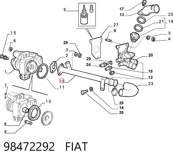 Przewód (króciec) układu chłodzenia 98472292 Fiat/Alfa/Lancia