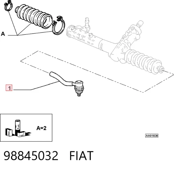Końcówka drążka kierowniczego zewnętrzna 98845032 Fiat/Alfa/Lancia