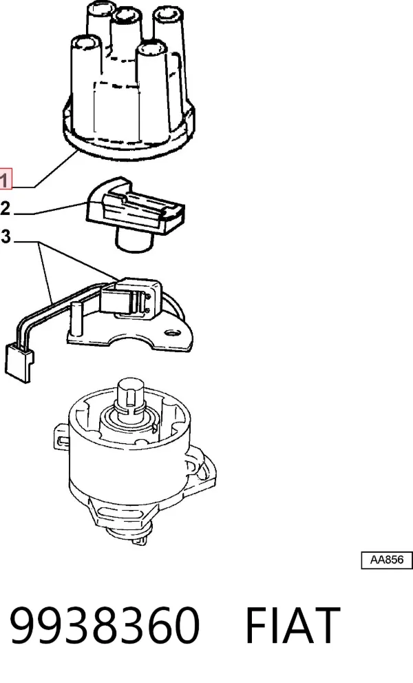 Kopułka rozdzielacza zapłonu 9938360 Fiat/Alfa/Lancia