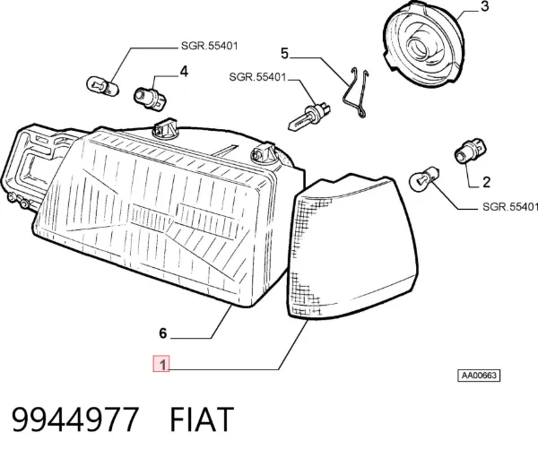 Kierunkowskaz lewy 9944977 Fiat/Alfa/Lancia
