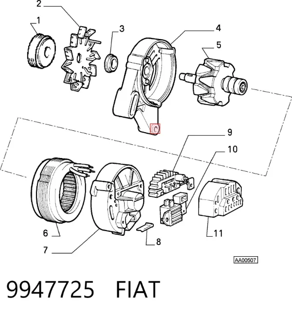 Mostek prostowniczy alternatora = Moster diodowy alternatora 9947725 Fiat/Alfa/Lancia