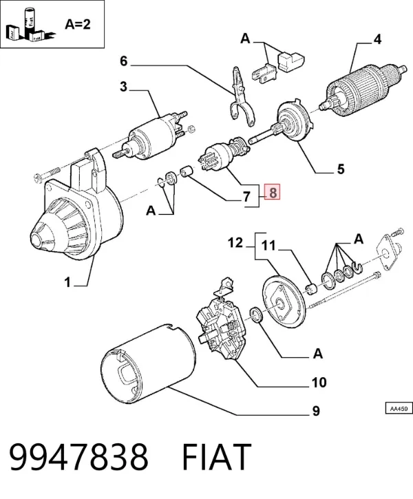 Bendiks rozrusznika 9947838 Fiat/Alfa/Lancia