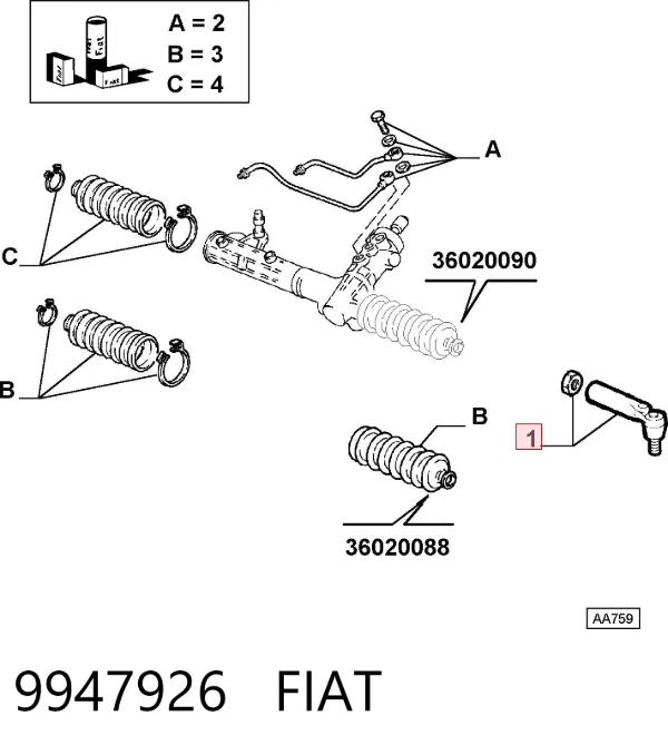 Końcówka drążka kierowniczego zewnętrzna 9947926 Fiat/Alfa/Lancia