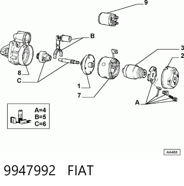 Elektromagnes rozrusznika 9947992 Fiat/Alfa/Lancia