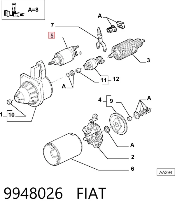 Elektromagnes rozrusznika 9948026 Fiat/Alfa/Lancia