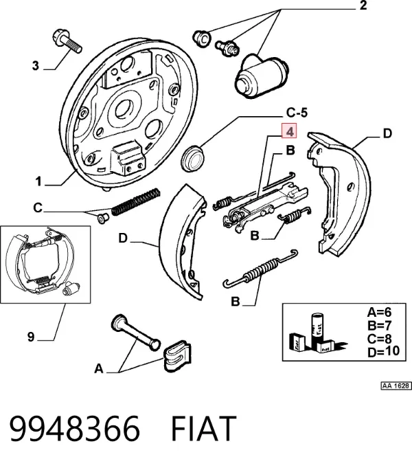 Regulator tylnego bębna hamulcowego 9948366 Fiat/Alfa/Lancia