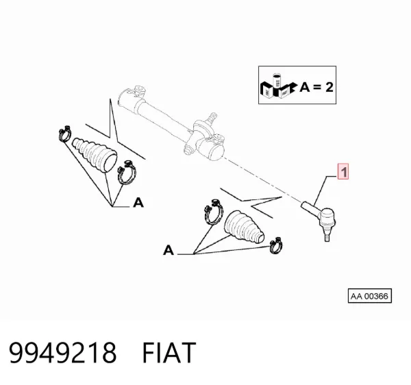 Końcówka drążka kierowniczego zewnętrzna 9949218 Fiat/Alfa/Lancia