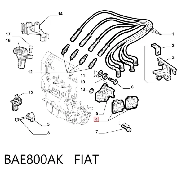 Cewka zapłonowa BAE800AK Fiat/Alfa/Lancia