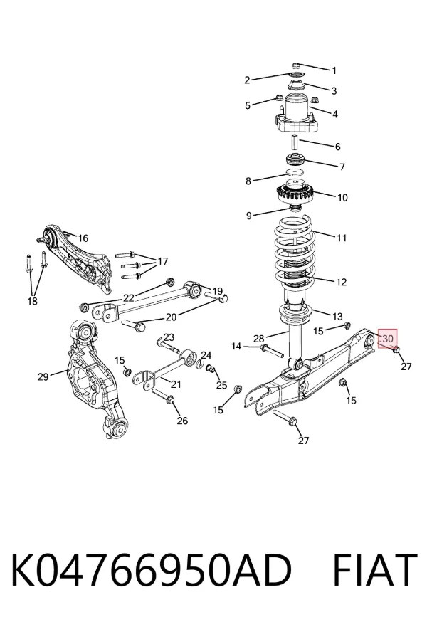 Wahacz zawieszenia tylnego poprzeczny K04766950AD Fiat/Alfa/Lancia