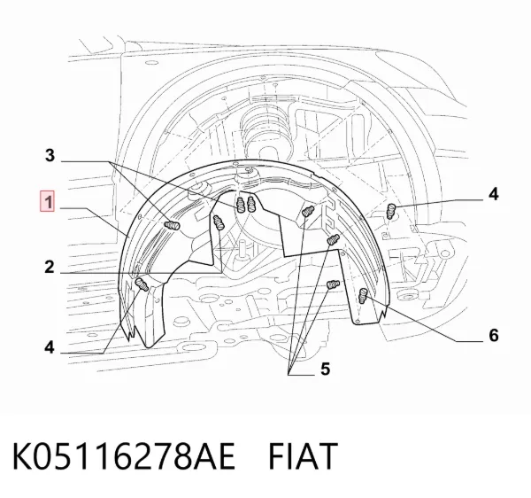 Nadkole błotnika przedniego prawe K05116278AE Fiat/Alfa/Lancia