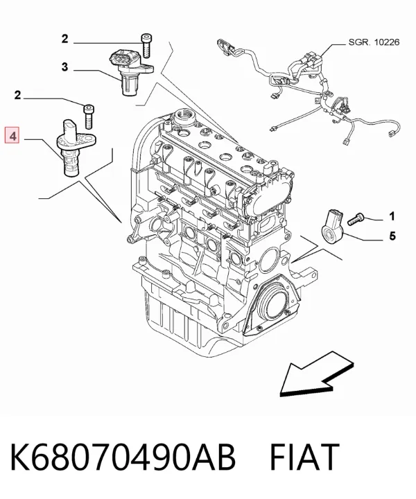 Czujnik położenia wału korbowego K68070490AB Fiat/Alfa/Lancia