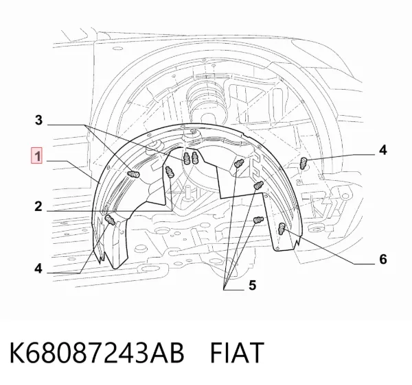 Nadkole błotnika przedniego lewe K68087243AB Fiat/Alfa/Lancia