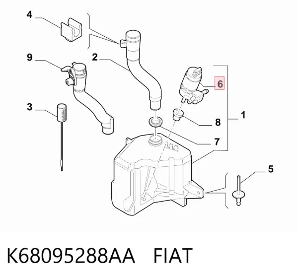 Pompka spryskiwacza szyby przedniej K68095288AA Fiat/Alfa/Lancia